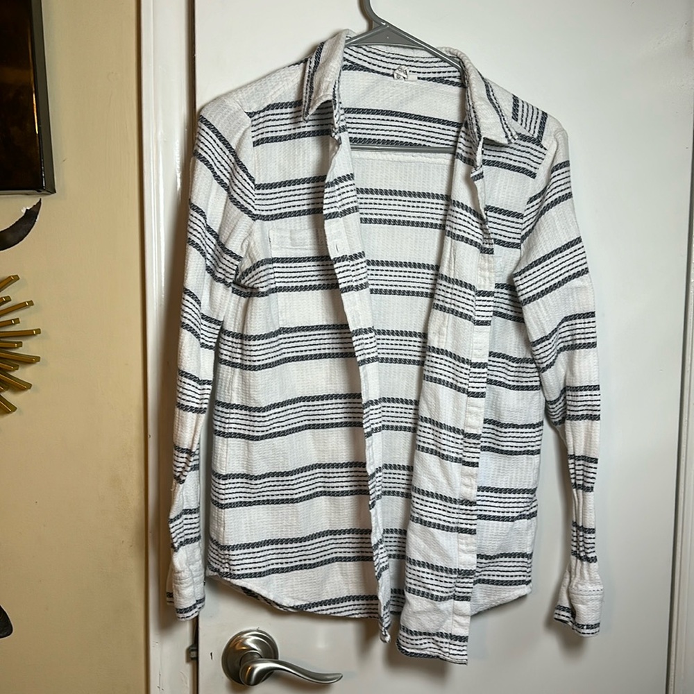 White And Blue Rip Curl Button Up - image 1